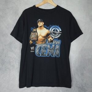 Vintage Y2K John Cena T Shirt Mens Medium Black Wrestling WWF WWE Respect